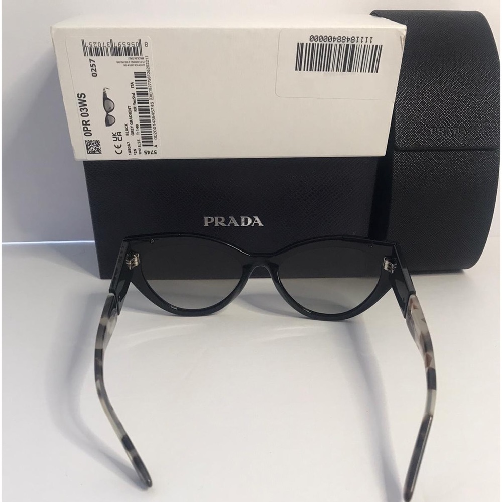 New Prada Cat-eye PR 03WS Black Sunglasses - Picture 7 of 10